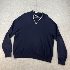Collars and Co Sweater Mens 3XL Blue Pullover 1/4 Quarter Zip Cotton Cashmere